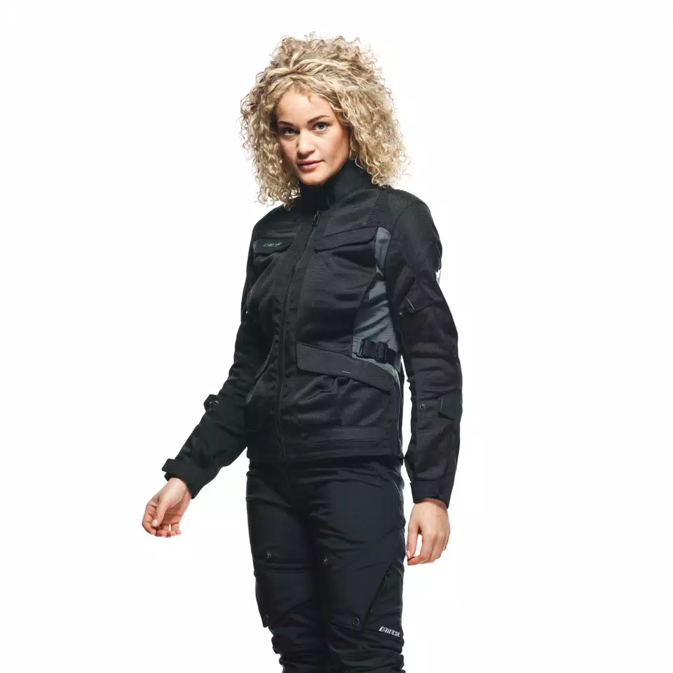 DESERT TEX - WOMEN'S TOURING SUMMER MOTORCYCLE JACKET IN FABRIC - BLACK/BLACK/EBONY - 6