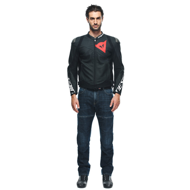 sportiva-giacca-moto-in-pelle-uomo-black-matt-black-matt-black-matt image number 2