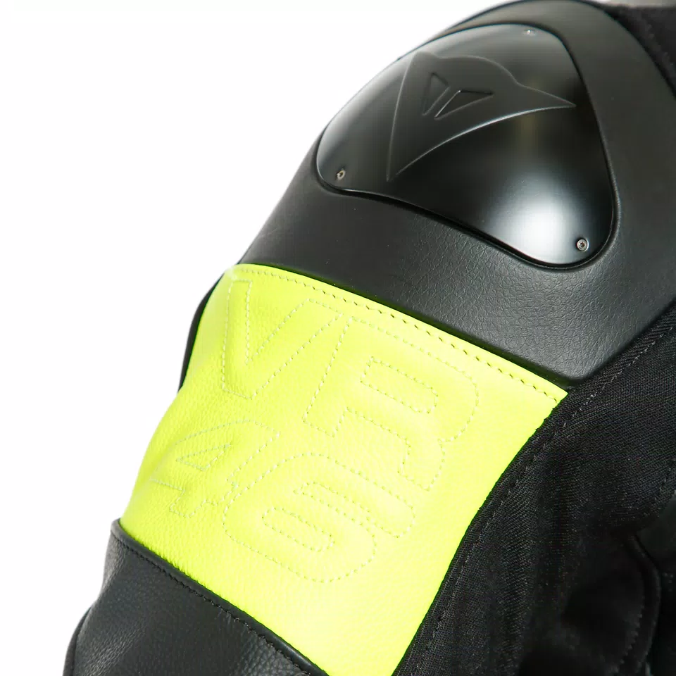 VR46 POLE POSITION LEATHER JACKET - BLACK/FLUO-YELLOW - 9