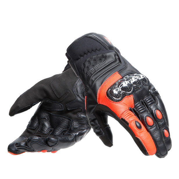 carbon-4-short-leather-gloves-black-fluo-red image number 4