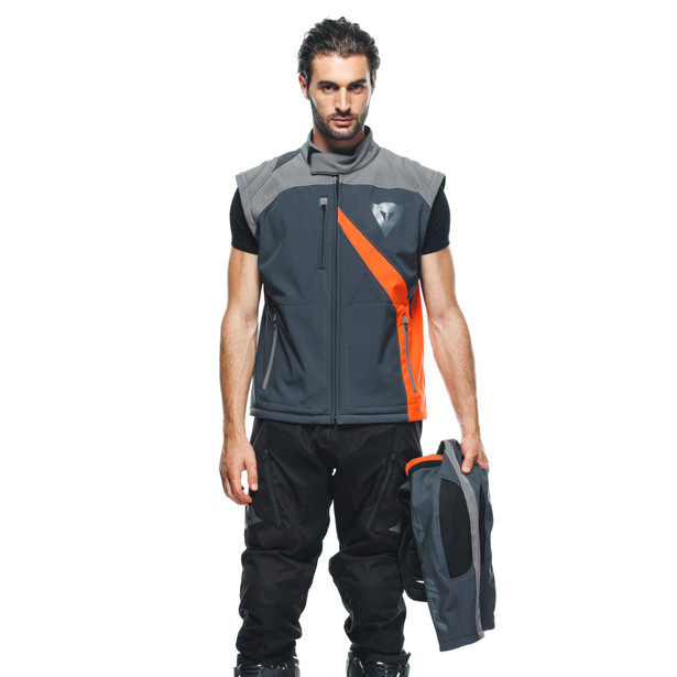 ranch-tex-giacca-moto-in-tessuto-uomo-ebony-charcoal-gray-flame-orange image number 12