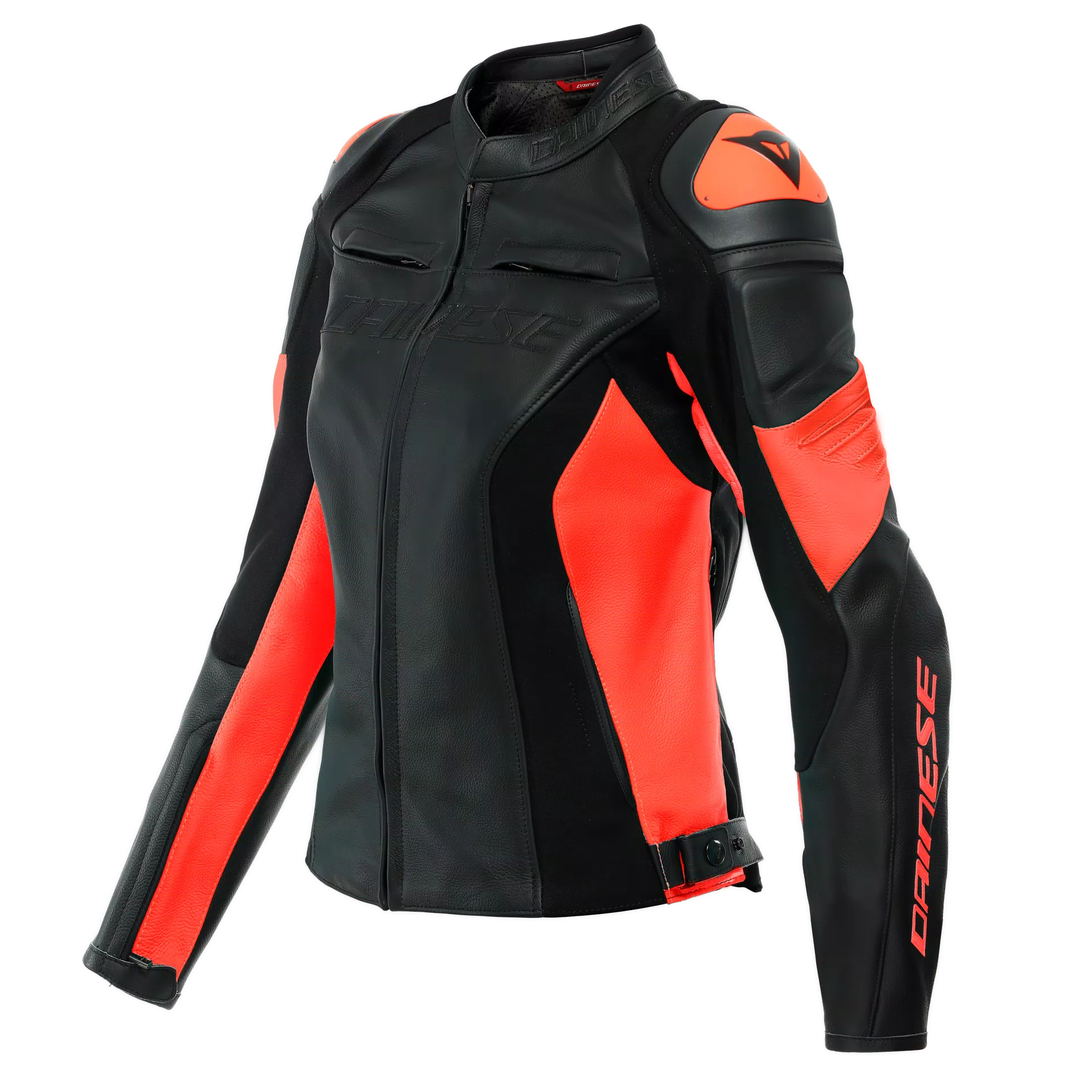 RACING 4 - WOMEN'S MOTORCYCLE LEATHER JACKET | BLACK/FLUO-RED | Dainese