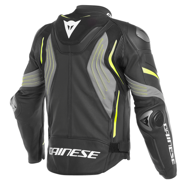 super-speed-3-perf-leather-jacket-black-matt-gray-fluo-yellow image number 1