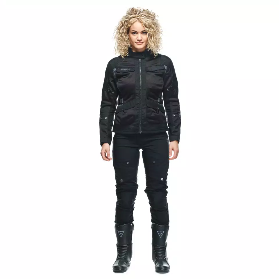 DESERT TEX - WOMEN'S TOURING SUMMER MOTORCYCLE JACKET IN FABRIC - BLACK/BLACK/EBONY - 3