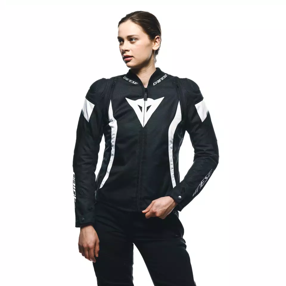 AVRO 5 - WOMEN'S FABRIC MOTORCYCLE JACKET - BLACK/WHITE/BLACK - 5