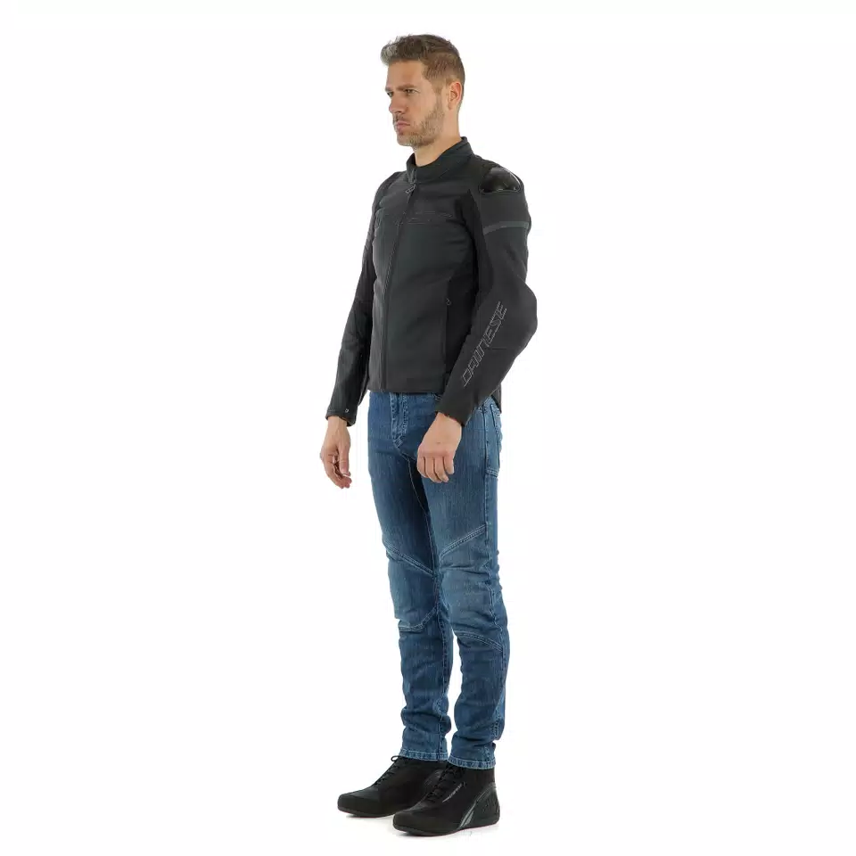 AGILE LEATHER JACKET - BLACK-MATT/BLACK-MATT/BLACK-MATT - 4
