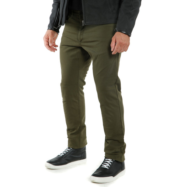 casual-slim-pantaloni-moto-in-tessuto-uomo-olive image number 2