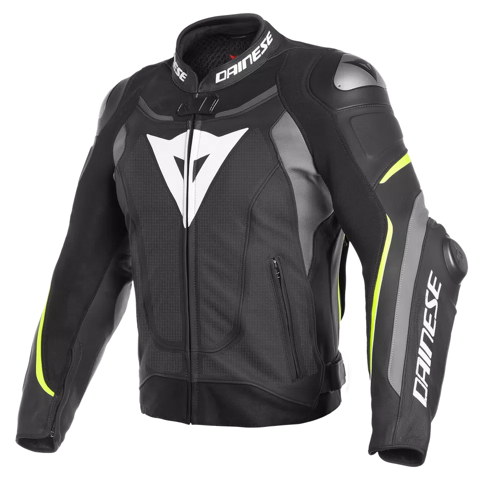 SUPER SPEED 3 PERF. LEATHER JACKET - BLACK/MATT-GRAY/FLUO-YELLOW - 1
