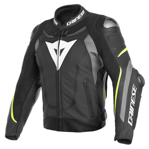 super-speed-3-perf-leather-jacket-black-matt-gray-fluo-yellow image number 0