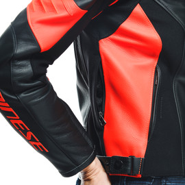 RACING 4 LADY LEATHER JACKET BLACK/FLUO-RED- Women Jackets