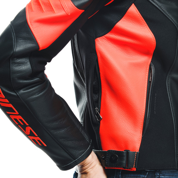 racing-4-lady-leather-jacket-black-fluo-red image number 9