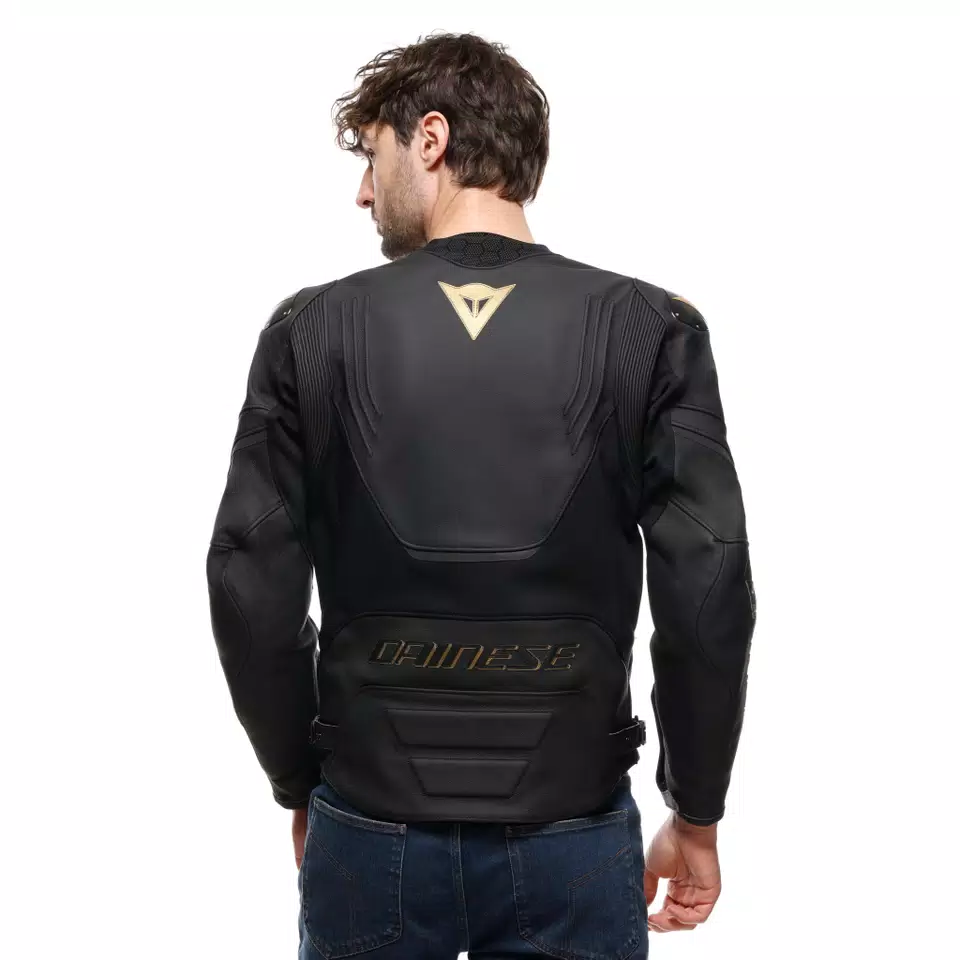 RACING 5 - MEN LEATHER MOTORCYCLE JACKET - BLACK/GOLD - 2
