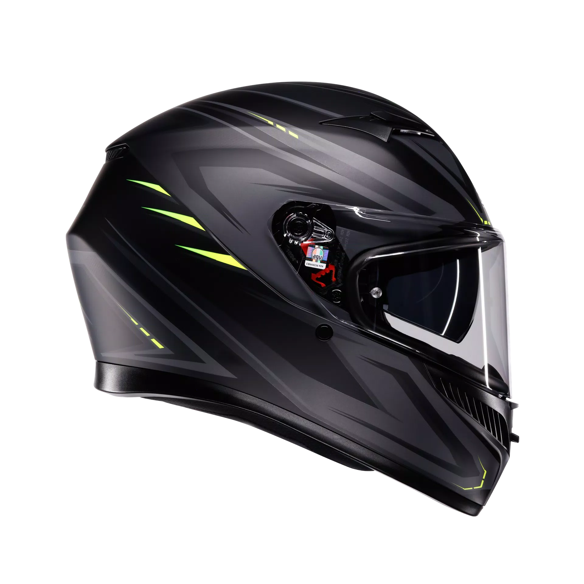 K3 SYTH MATT BLACK/YELLOW FLUO - MOTORBIKE FULL FACE HELMET E2206