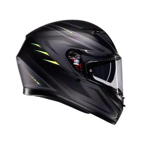 K3 SYTH MATT BLACK/YELLOW FLUO - MOTORBIKE FULL FACE HELMET E2206 -  - 3
