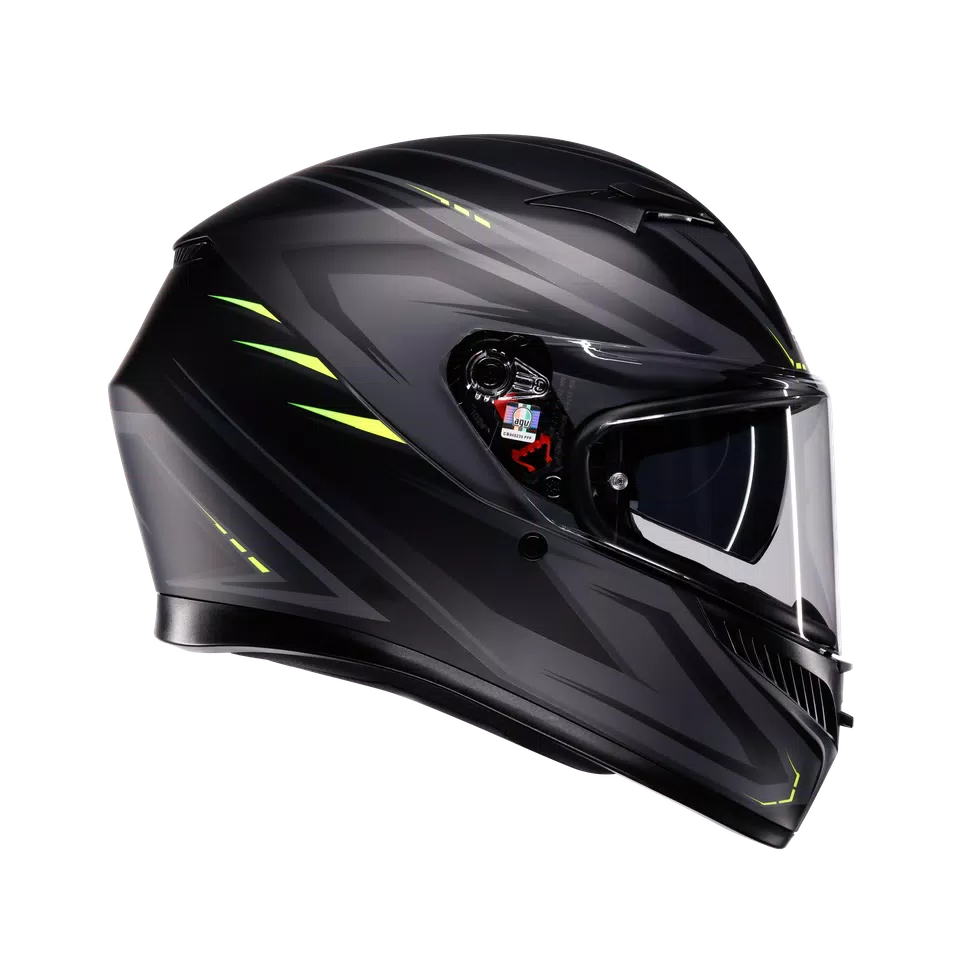 K3 SYTH MATT BLACK/YELLOW FLUO - MOTORBIKE FULL FACE HELMET E2206 -  - 3