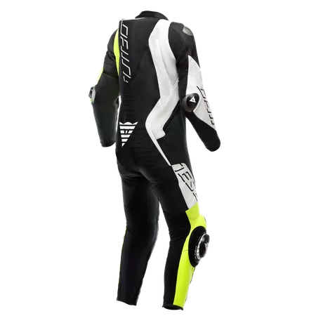 AUDAX D-ZIP 1PC PERF. LEATHER SUIT - BLACK/YELLOW-FLUO/WHITE - 2