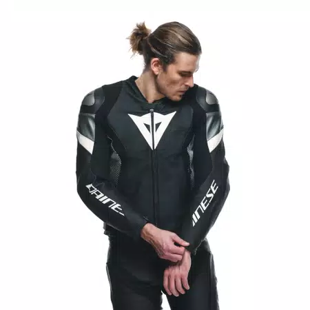 AVRO 5 - MEN'S MOTORCYCLE LEATHER JACKET - BLACK/WHITE/ANTHRACITE - 7