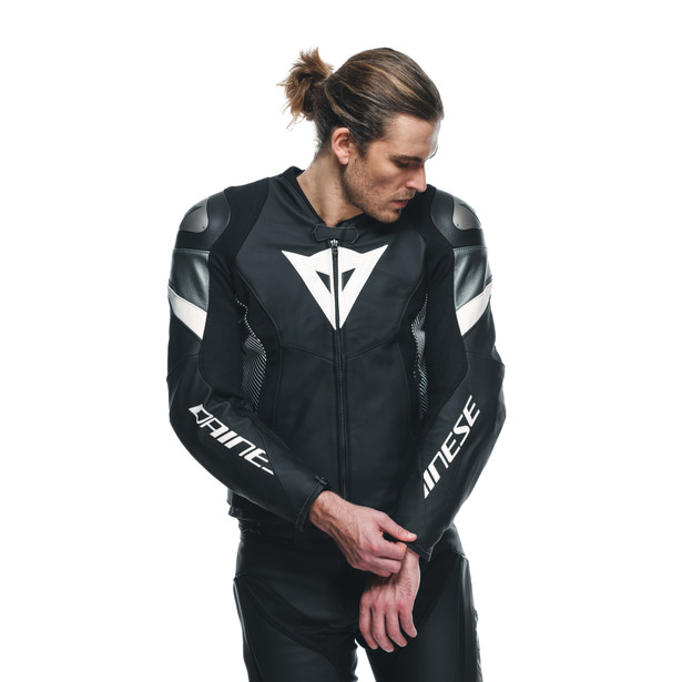 avro-5-giacca-moto-in-pelle-uomo-black-white-anthracite image number 6
