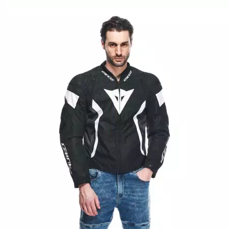 AVRO 5 TEX - MEN'S MOTORCYCLE JACKET IN FABRIC - BLACK/WHITE/BLACK - 5