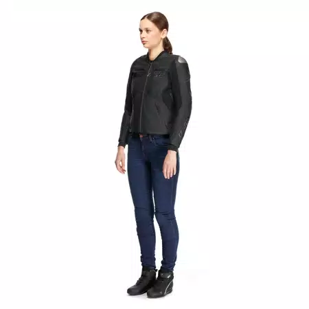 RACING 5 - WOMEN'S LEATHER MOTORCYCLE JACKET - BLACK/BLACK - 4