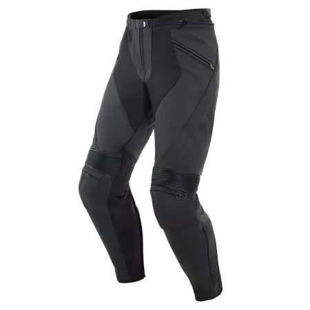 PONY 3 - MEN'S MOTORCYCLE PERFORATED LEATHER PANTS - BLACK-MATT - 1