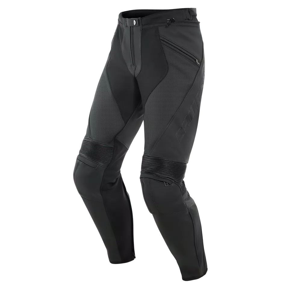 PONY 3 - MEN'S MOTORCYCLE PERFORATED LEATHER PANTS - BLACK-MATT - 1