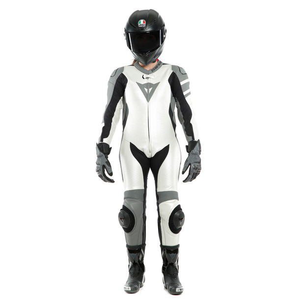 killalane-1-pc-perf-lady-leather-suit-pearl-white-charcoal-gray-black image number 2