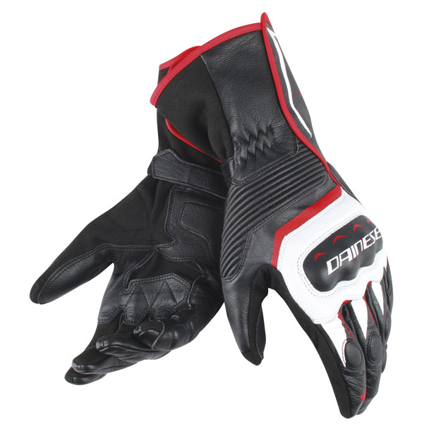 ASSEN GLOVES BLACK/WHITE/RED-LAVA- Leather