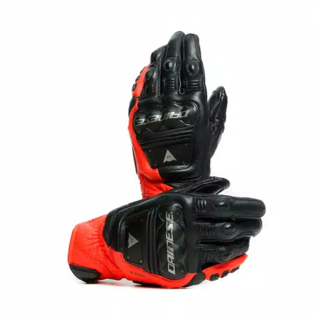 4-STROKE 2 - MEN'S MOTORCYCLE LEATHER GLOVES - BLACK/FLUO-RED - 5