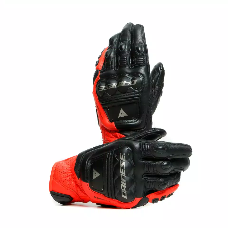 4-STROKE 2 - MEN'S MOTORCYCLE LEATHER GLOVES | BLACK/FLUO 4-STROKE 2 - MEN'S MOTORCYCLE LEATHER GLOVES | BLACK/FLUO