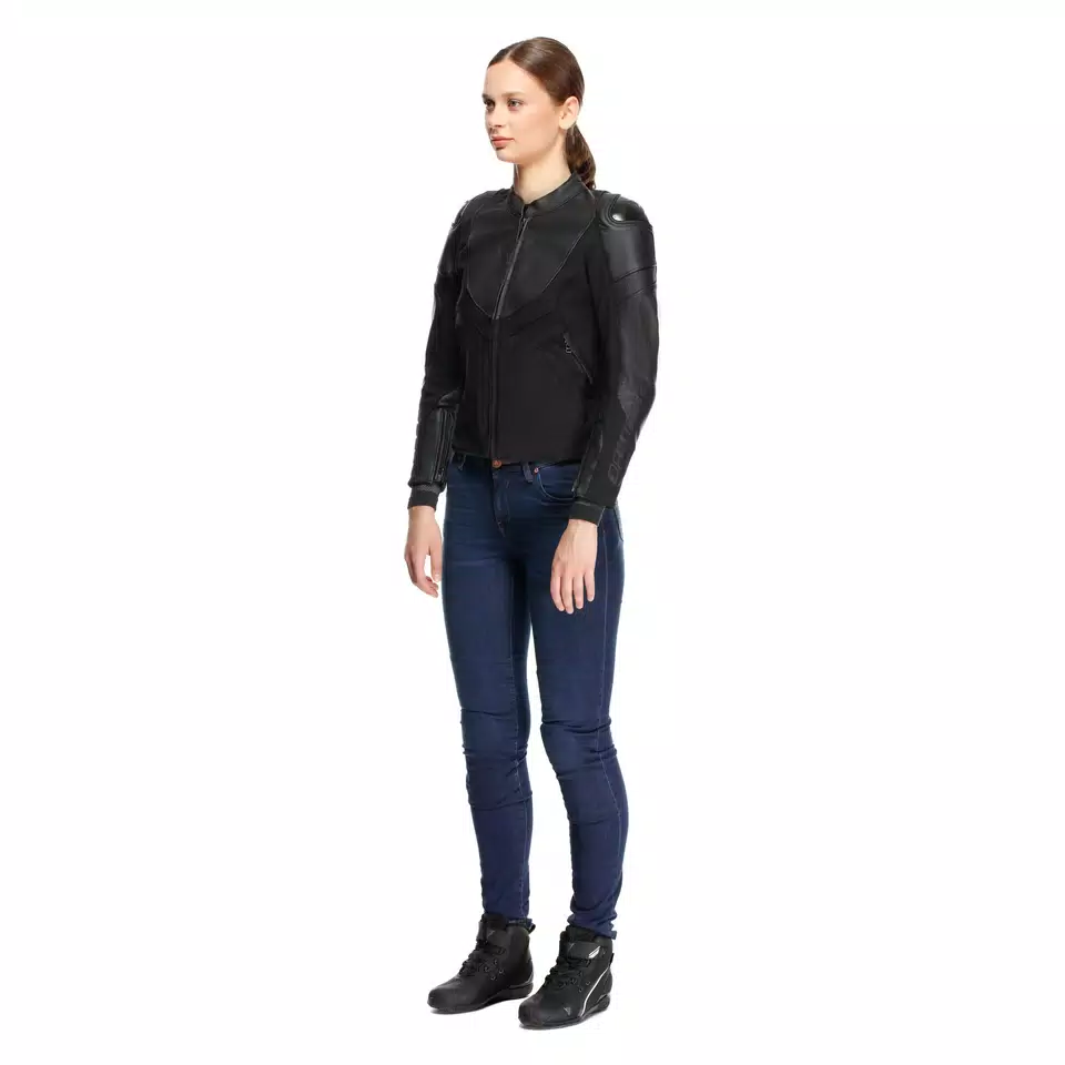 IPERATTIVA - WOMEN'S LEATHER-TEXTILE MOTORCYCLE JACKET - BLACK/BLACK - 4