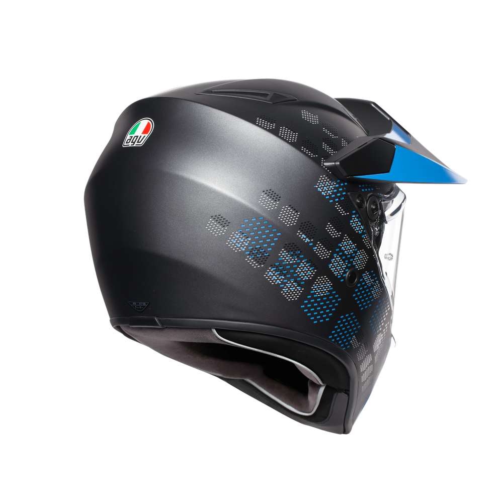 ax9-antartica-matt-black-cyan-motorbike-full-face-helmet-e2205 image number 4