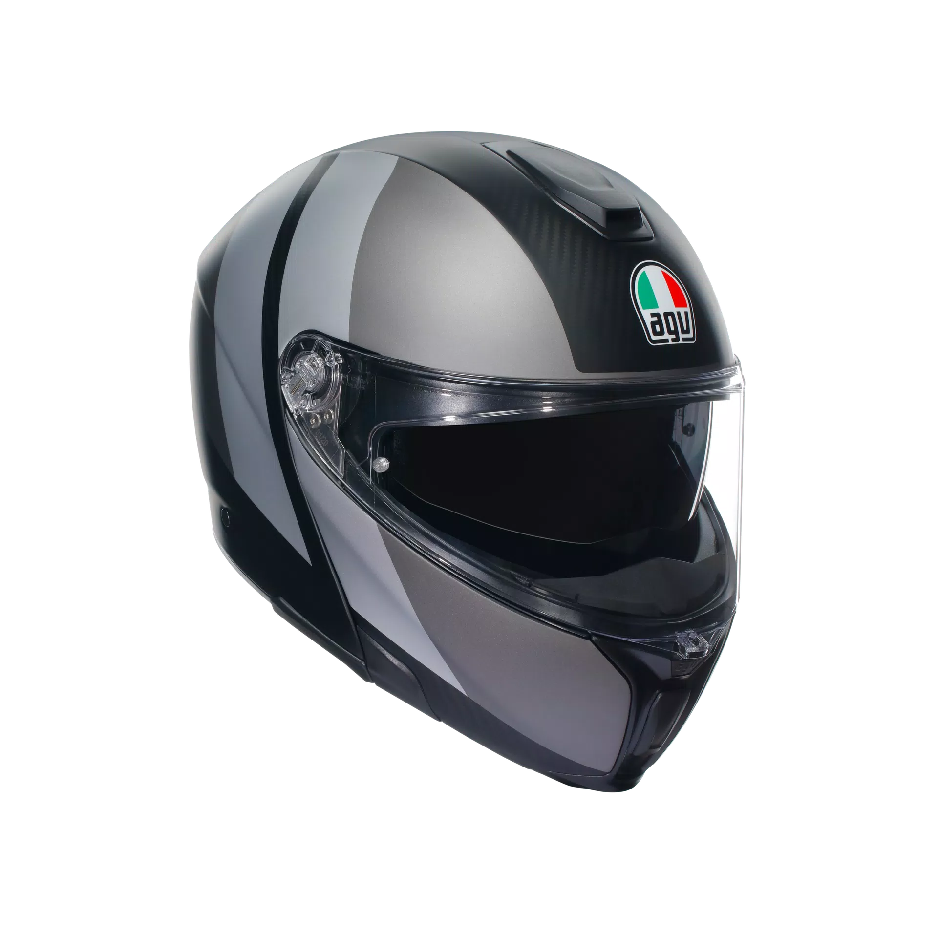 SPORTMODULAR OVERLAY MATT DOUBLE GREY - MOTORBIKE FLIP UP HELMET E2205