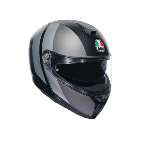 SPORTMODULAR OVERLAY MATT DOUBLE GREY - MOTORBIKE FLIP UP HELMET E2205 -  - 1