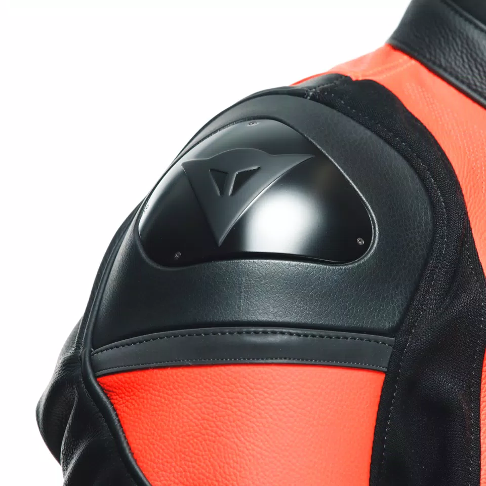 RACING 4 LEATHER JACKET PERF. - BLACK/FLUO-RED - 7