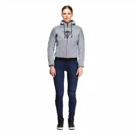 DAEMON-X - WOMEN'S MOTORCYCLE HOODIE FULL-ZIP - GREY-MELANGE - 2