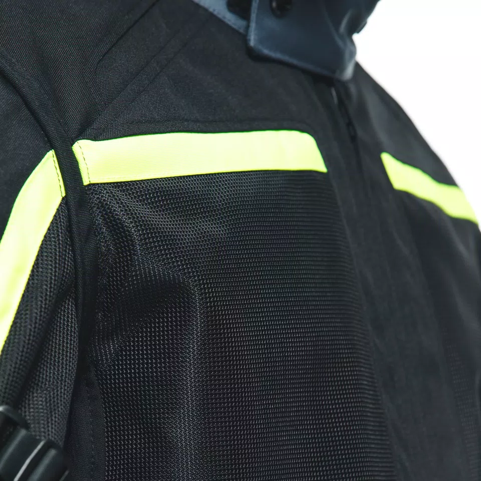 OUTLAW TEX - MEN'S SUMMER MOTORCYCLE JACKET IN FABRIC - BLACK/BLACK/EBONY/FLUO-YELLOW - 7