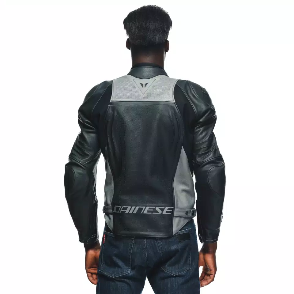 RACING 4 - MEN'S MOTORCYCLE PERFORATED LEATHER JACKET - BLACK/CHARCOAL-GRAY - 8