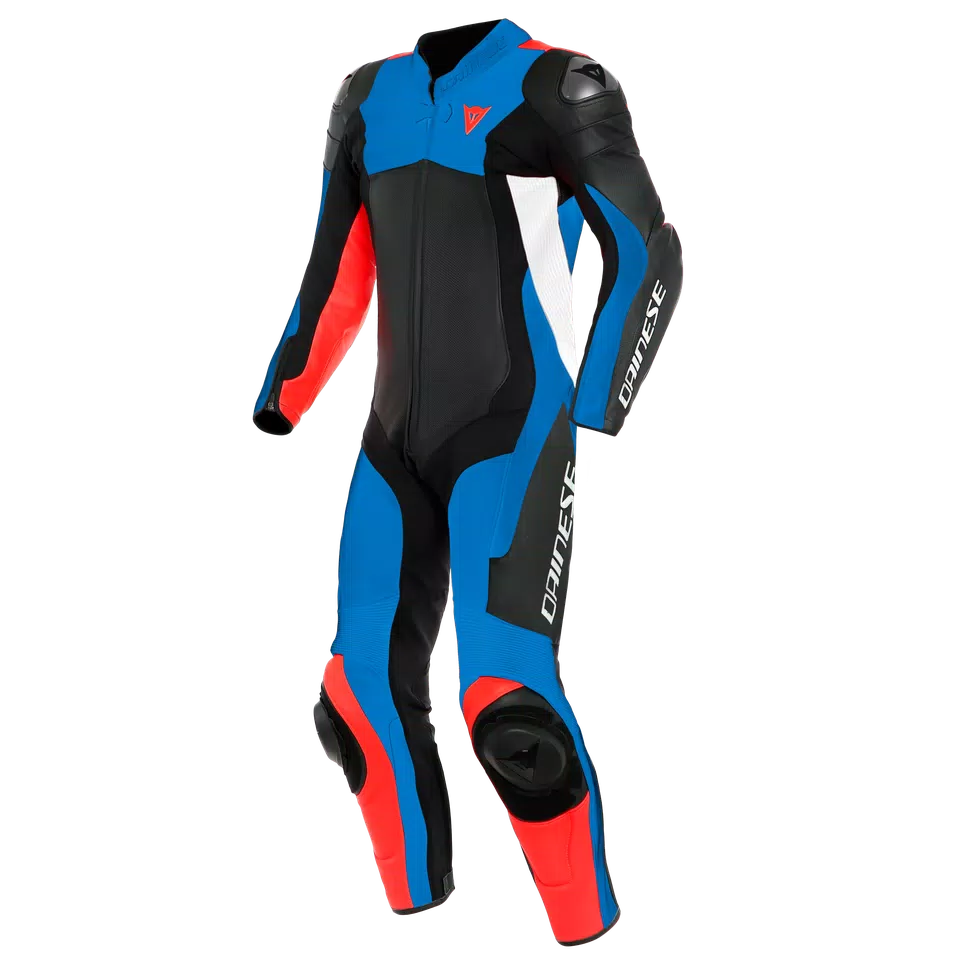ASSEN 2 1 PC. PERF. LEATHER SUIT - BLACK/LIGHT-BLUE/FLUO-RED - 3