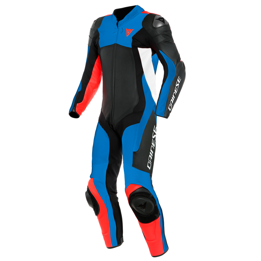 assen-2-1-pc-perf-leather-suit-black-light-blue-fluo-red image number 2