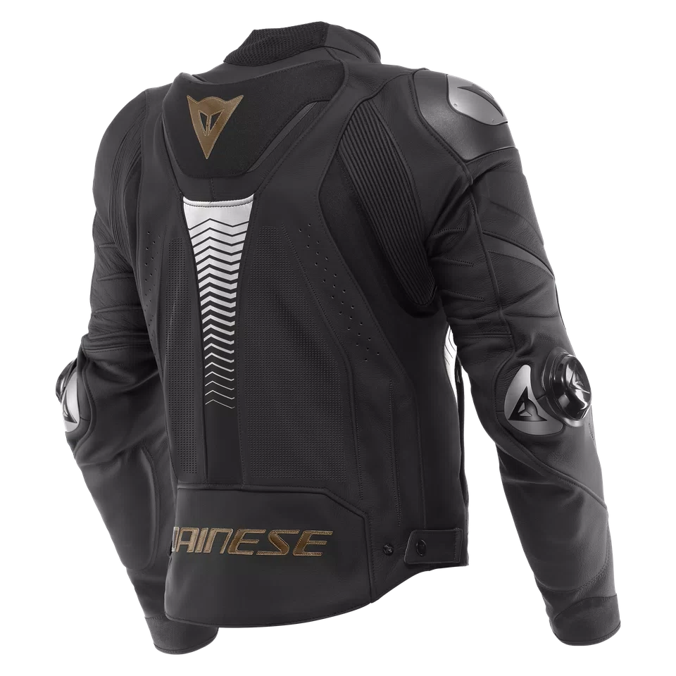 SUPER SPEED 4 LEATHER JACKET PERF. BLACK TIBETAN PLATINUM WHITE Dainese