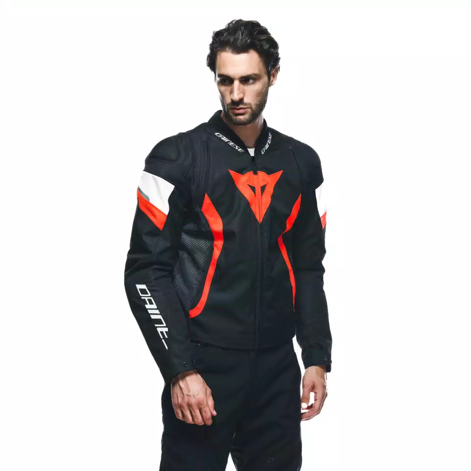 AVRO 5 TEX - MEN'S MOTORCYCLE JACKET IN FABRIC - BLACK/RED-FLUO/WHITE - 5