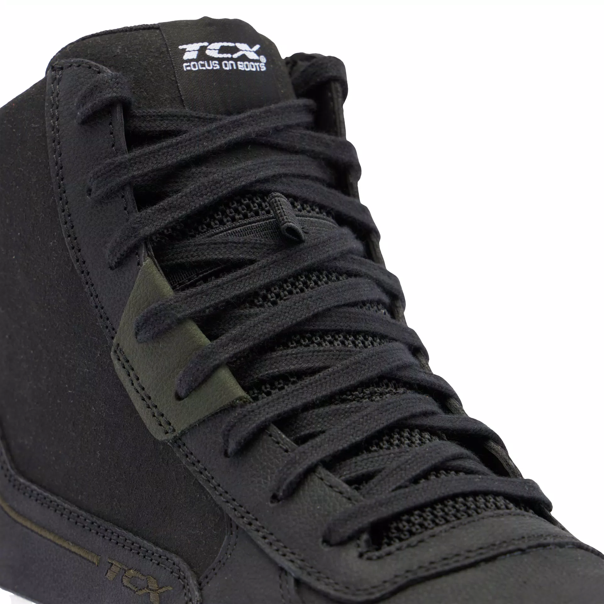 MOOD 2 GORE-TEX® MEN'S WATERPROOF MOTORCYCLE SHOES - BLACK/WHITE/GREEN 