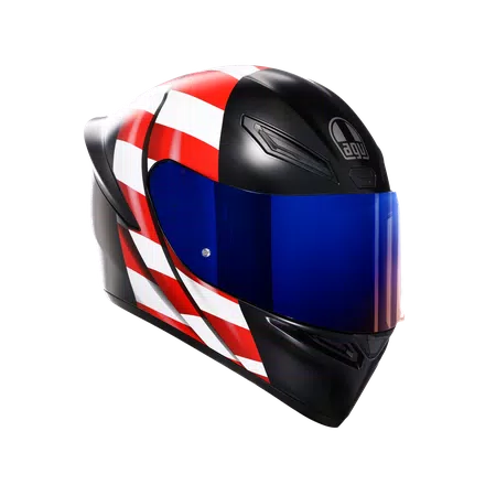 K1 S US FLAG MATT BLACK/RED/BLUE - MOTORBIKE FULL FACE HELMET DOT (E2206) -  - 1
