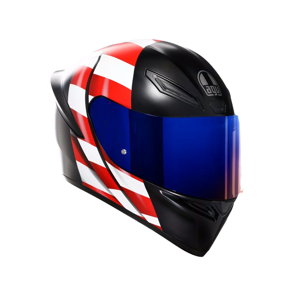 K1 S US FLAG MATT BLACK/RED/BLUE - MOTORBIKE FULL FACE HELMET DOT (E2206) -  - 1