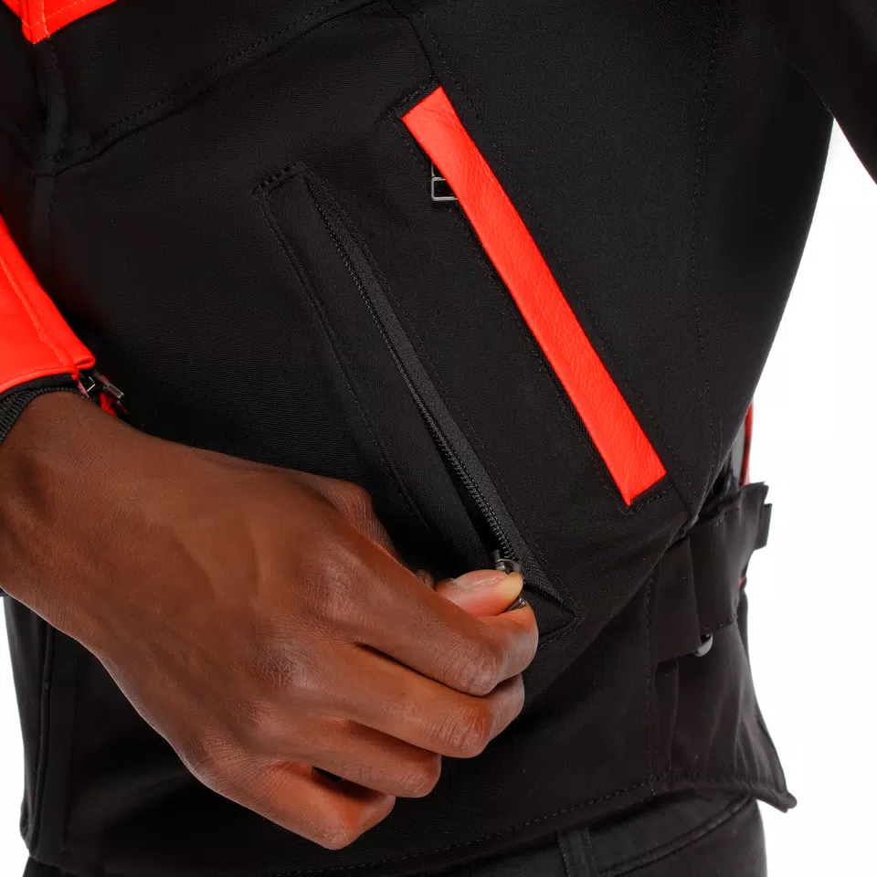 IPERATTIVA - MEN LEATHER-TEXTILE MOTORCYCLE JACKET - RED-FLUO/BLACK - 11