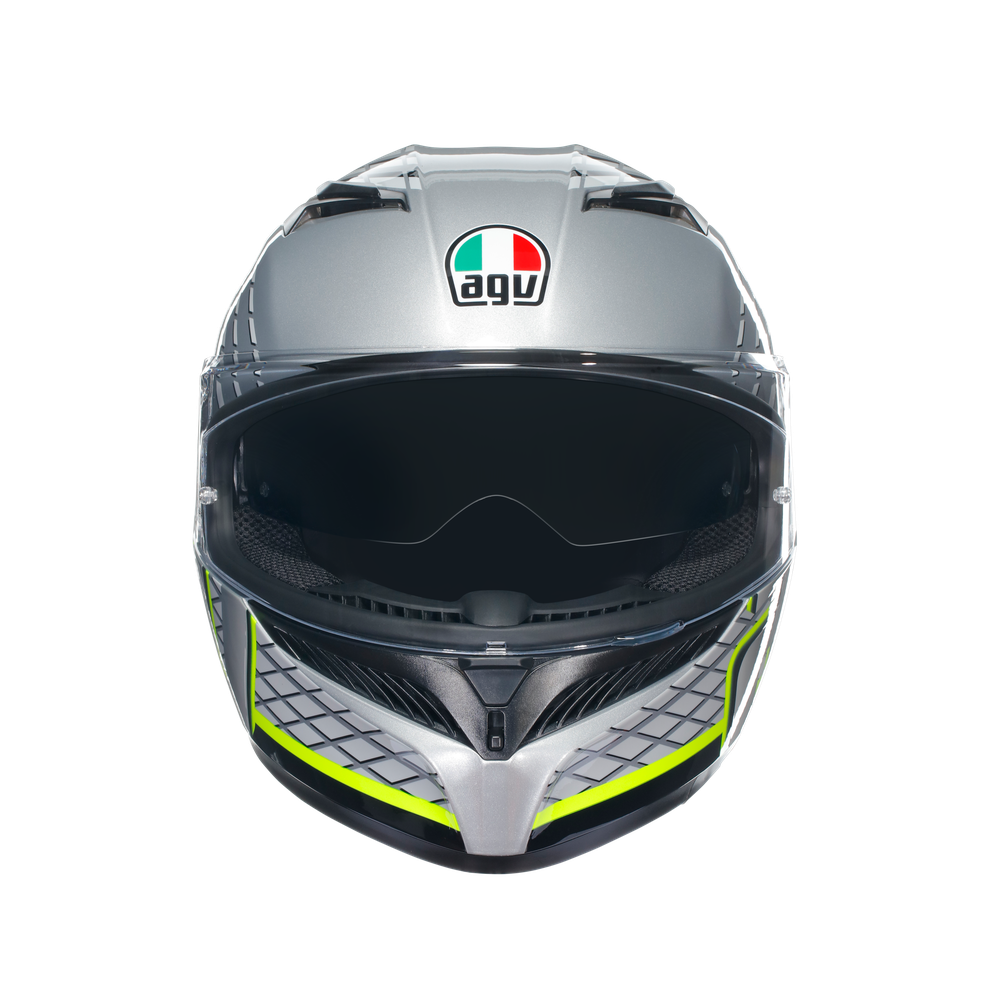 k3-fortify-grey-black-yellow-fluo-casco-moto-integrale-e2206 image number 1
