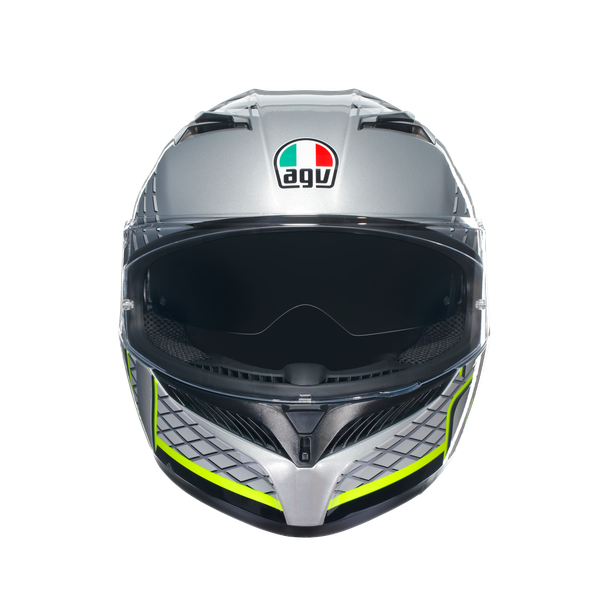 k3-fortify-grey-black-yellow-fluo-motorbike-full-face-helmet-e2206 image number 1