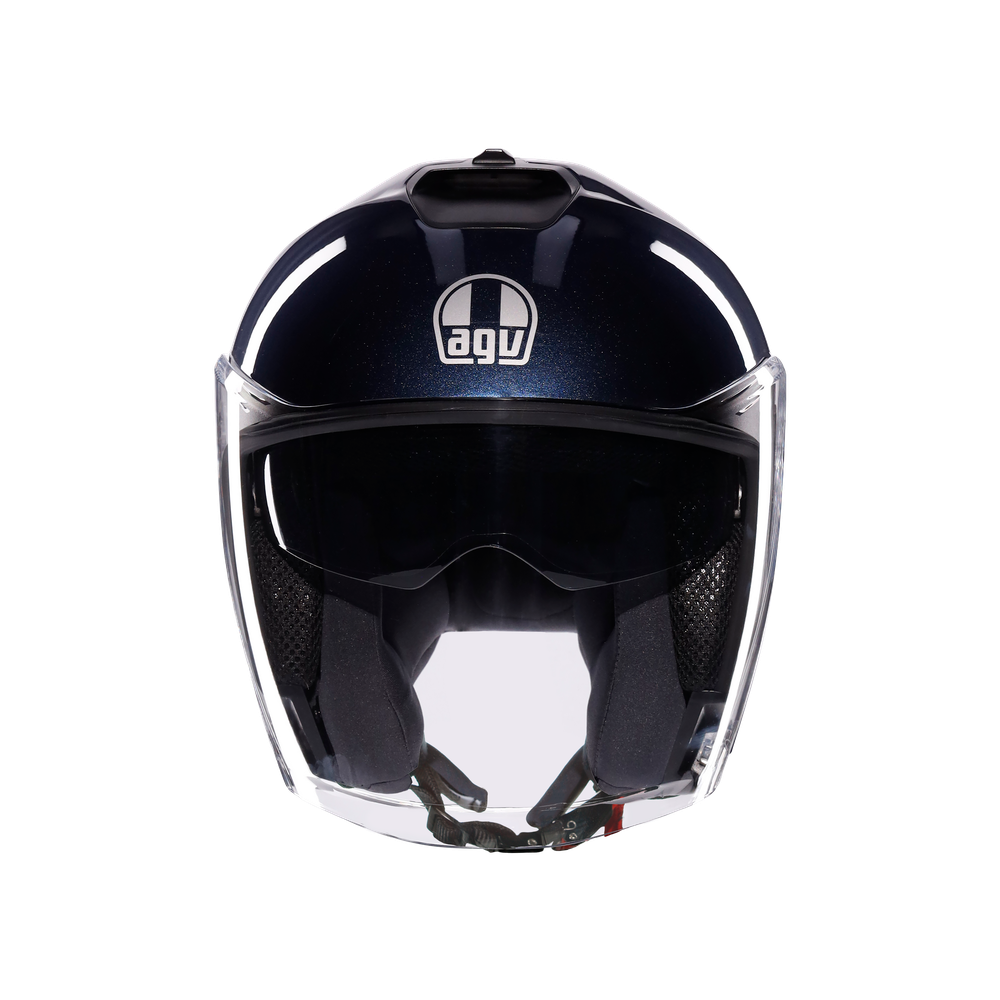 irides-mono-profondo-blue-motorbike-open-face-helmet-e2206 image number 1