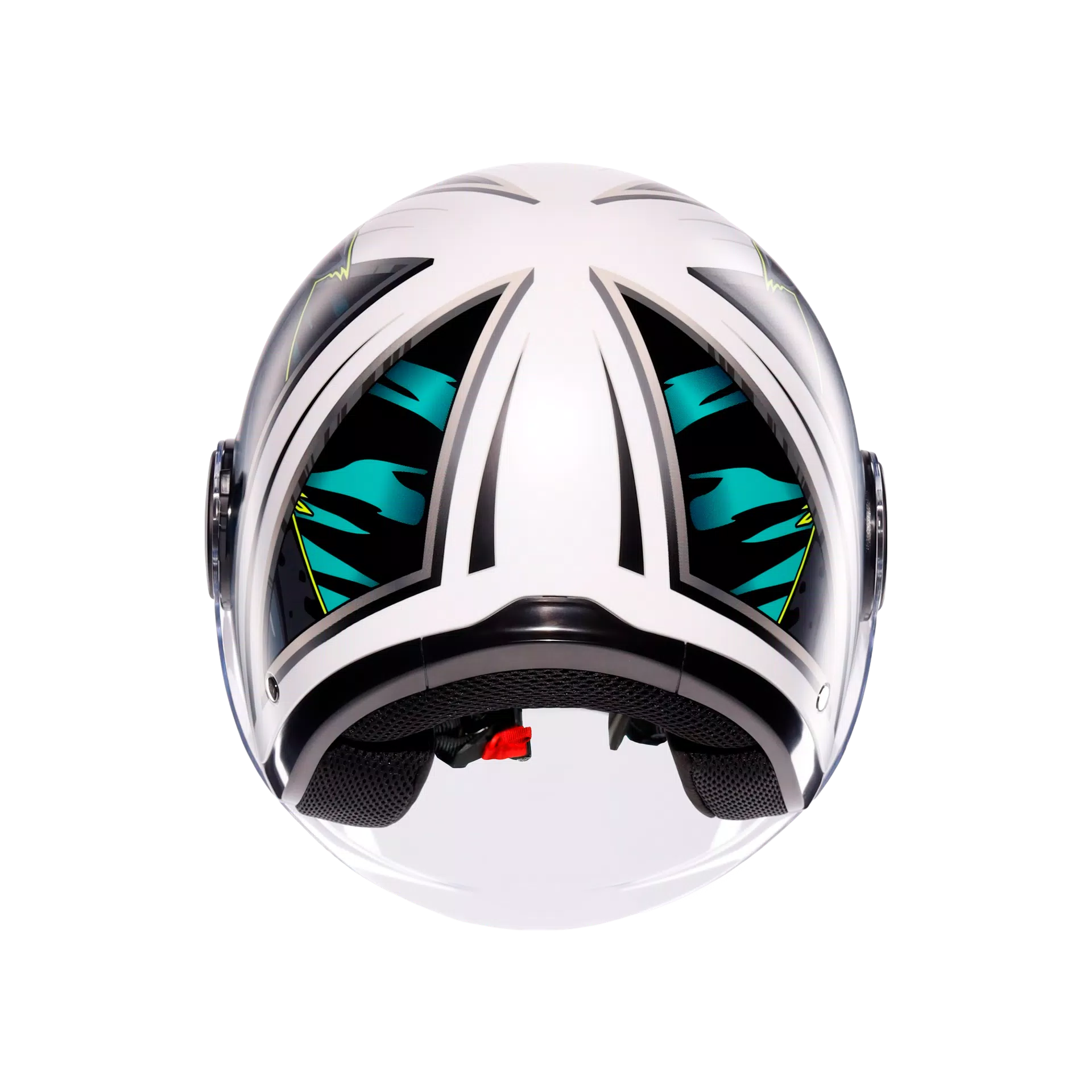 ETERES GHEPARD MATT WHITE/BLACK/GREEN - CASQUE MOTO JET E2206